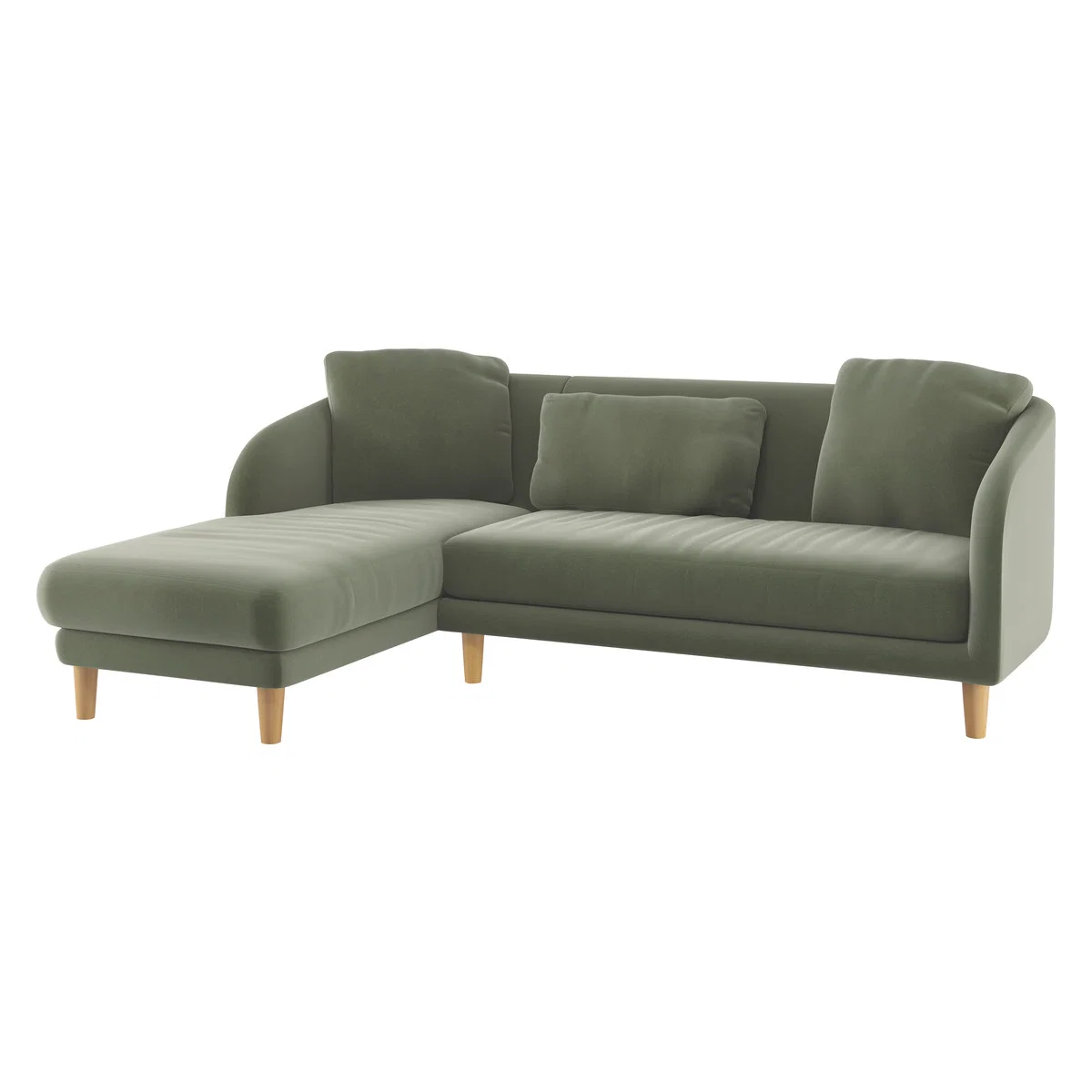 Colby Sage Green Velvet Left Arm Chaise Sofa, Green Green – image 3