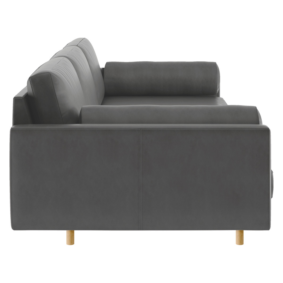 Spencer Grey Luxury Leather 4 Seater Sofa, Oak Legs, Grey – image 4
