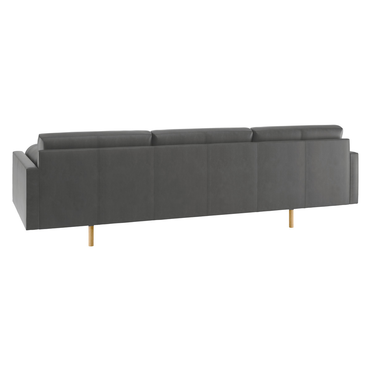 Spencer Grey Luxury Leather 4 Seater Sofa, Oak Legs, Grey – image 5