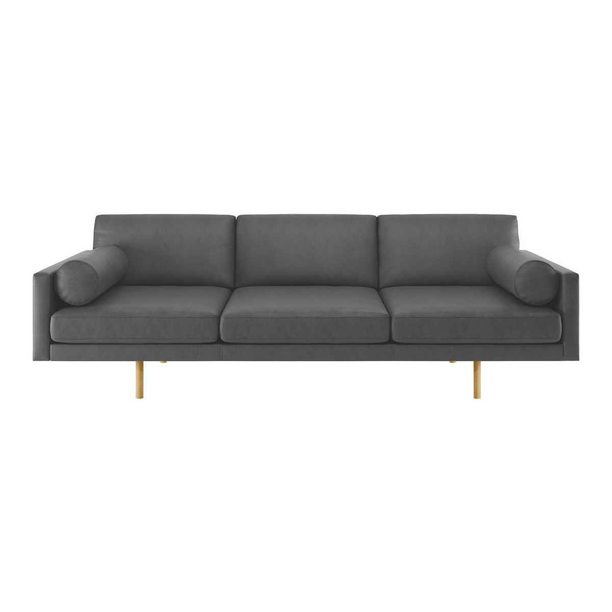 Spencer Grey Luxury Leather 4 Seater Sofa, Oak Legs, Grey – image 1