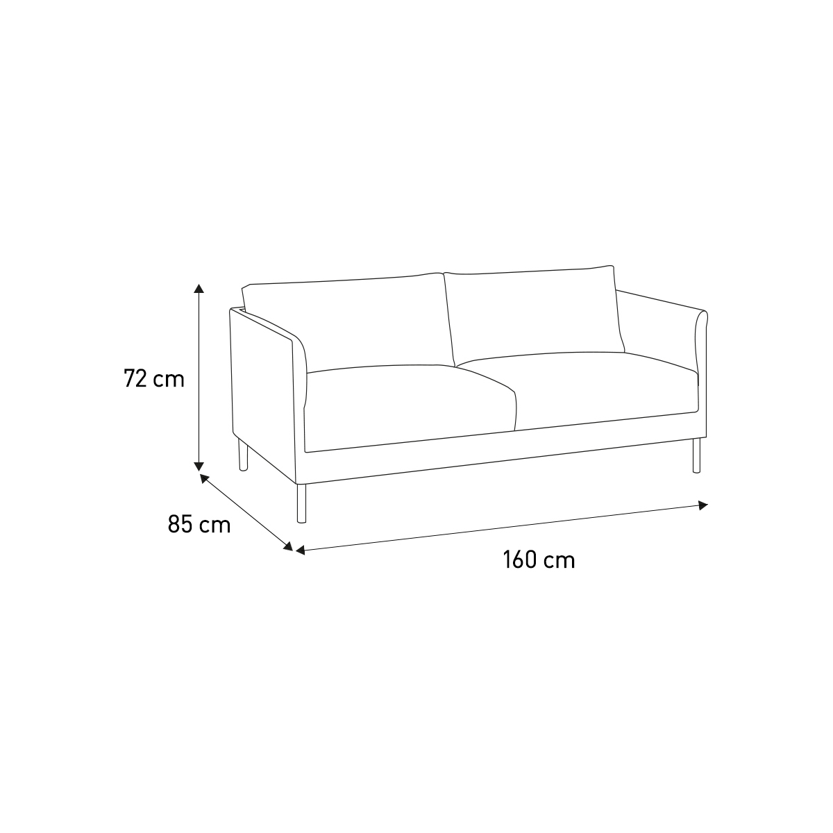 Hyde Yellow FaBric 2 Seater Sofa, Wooden Legs, Yellow – image 7