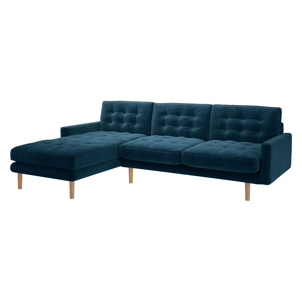 Fenner Ink Blue Velvet Left-Hand 4 Seater Chaise Sofa, Blue – image 3