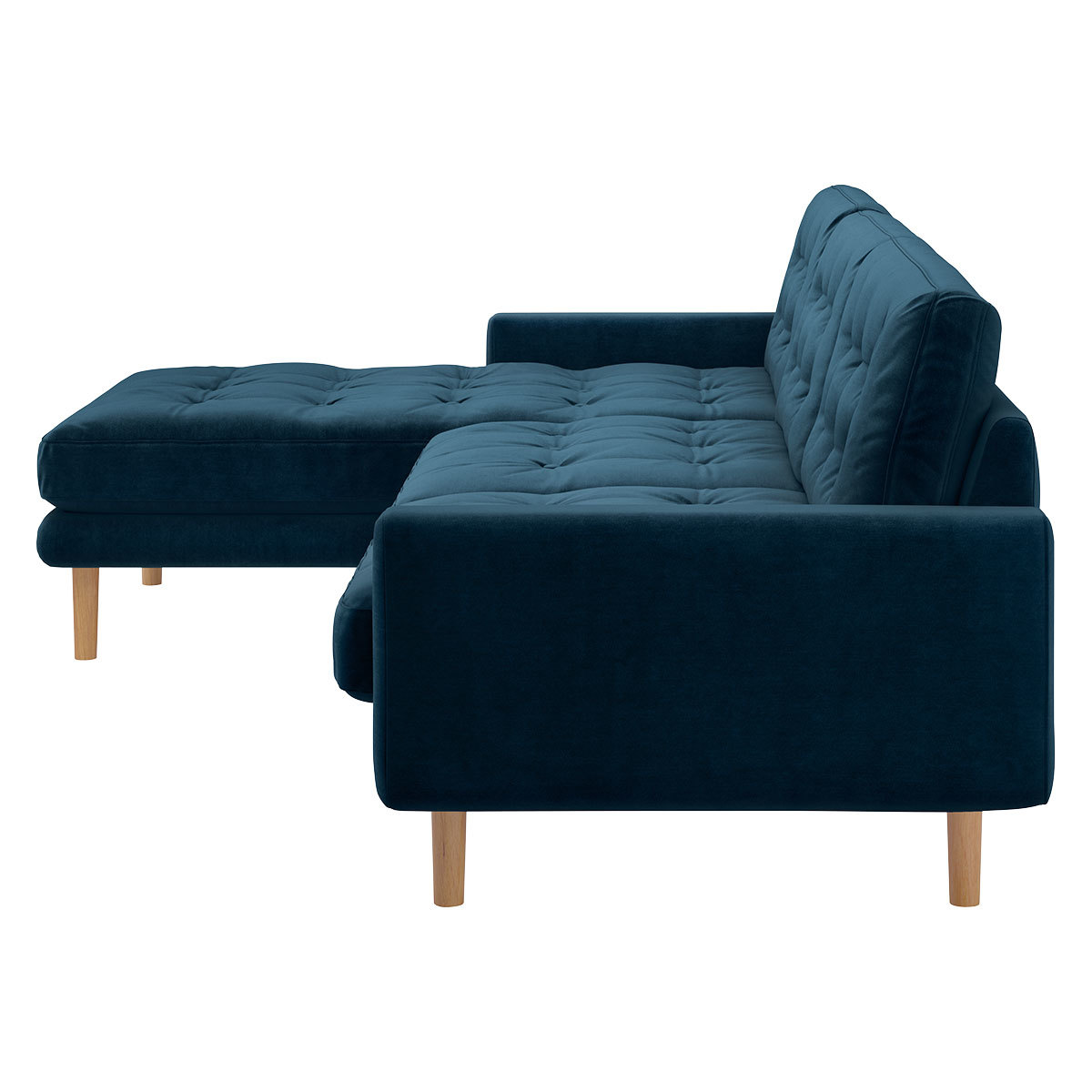 Fenner Ink Blue Velvet Left-Hand 4 Seater Chaise Sofa, Blue – image 4