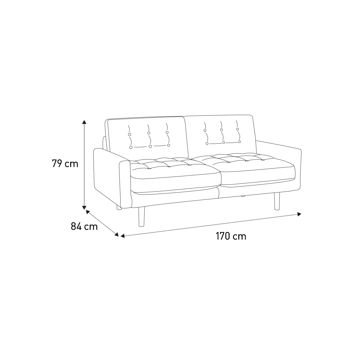 Fenner Charcoal Grey FaBric 2 Seater Sofa, Charcoal – image 7
