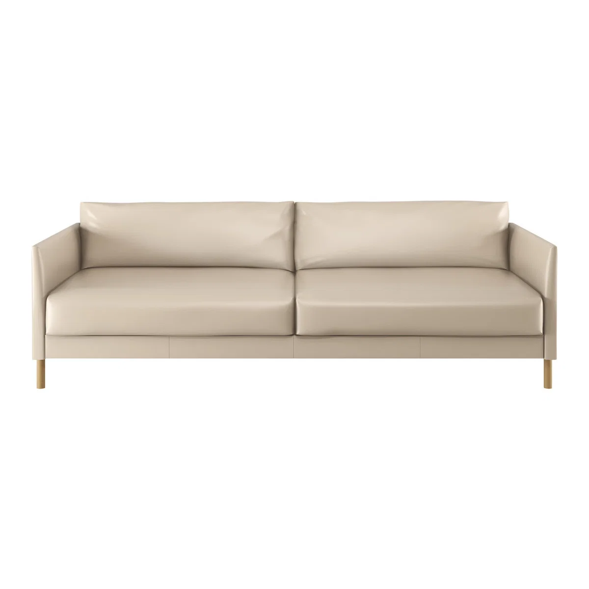 Hyde Cream Leather 3 Seater Sofa Bed, Wooden Legs, Cream – image 1