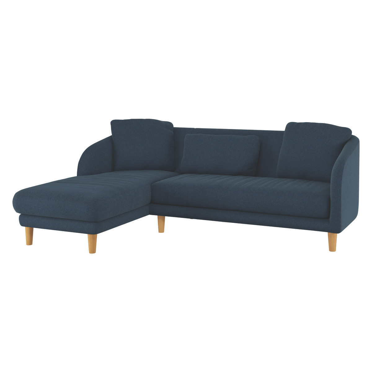 Colby Navy Blue Wool Herringbone Left Arm Chaise Sofa, Navy – image 3