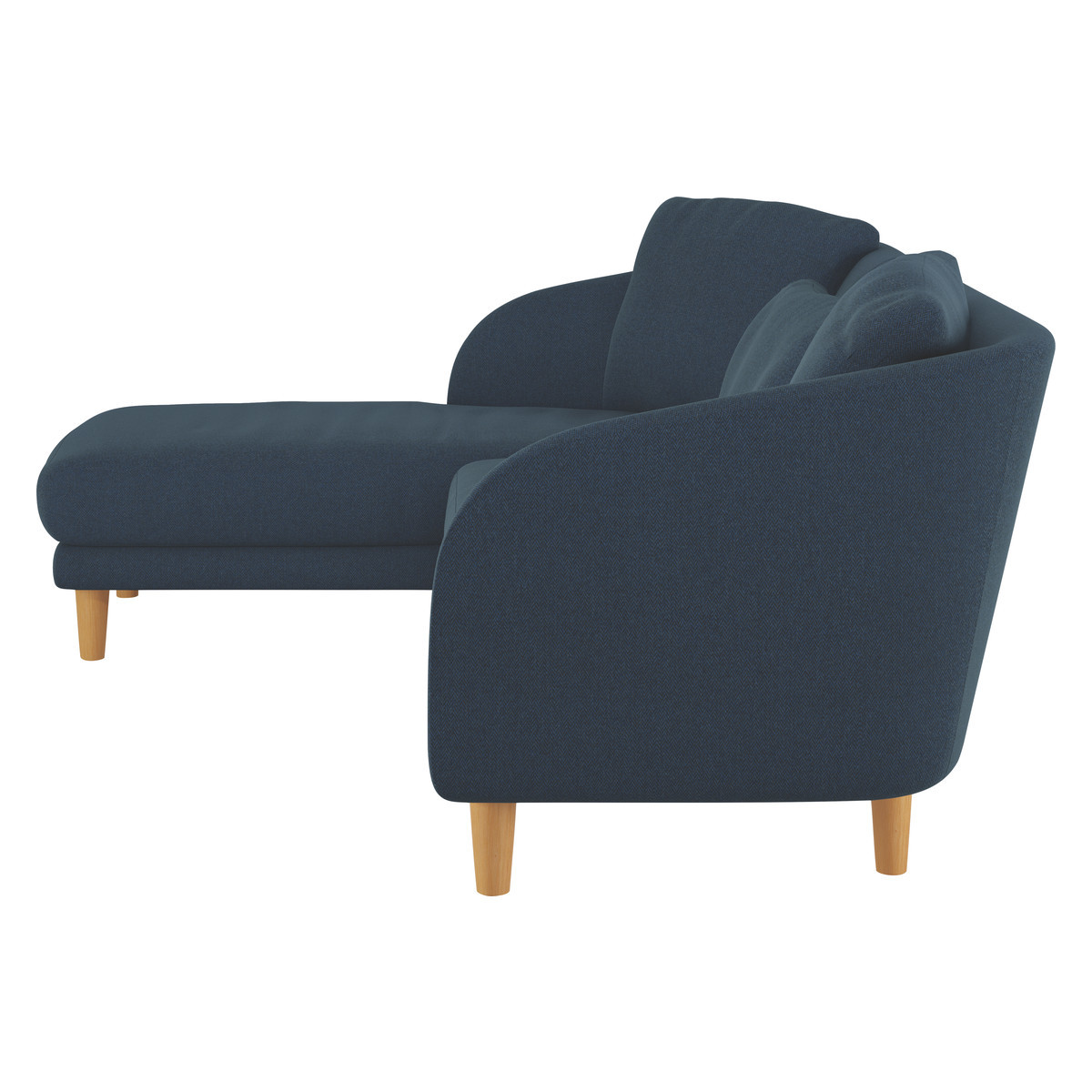 Colby Navy Blue Wool Herringbone Left Arm Chaise Sofa, Navy – image 4