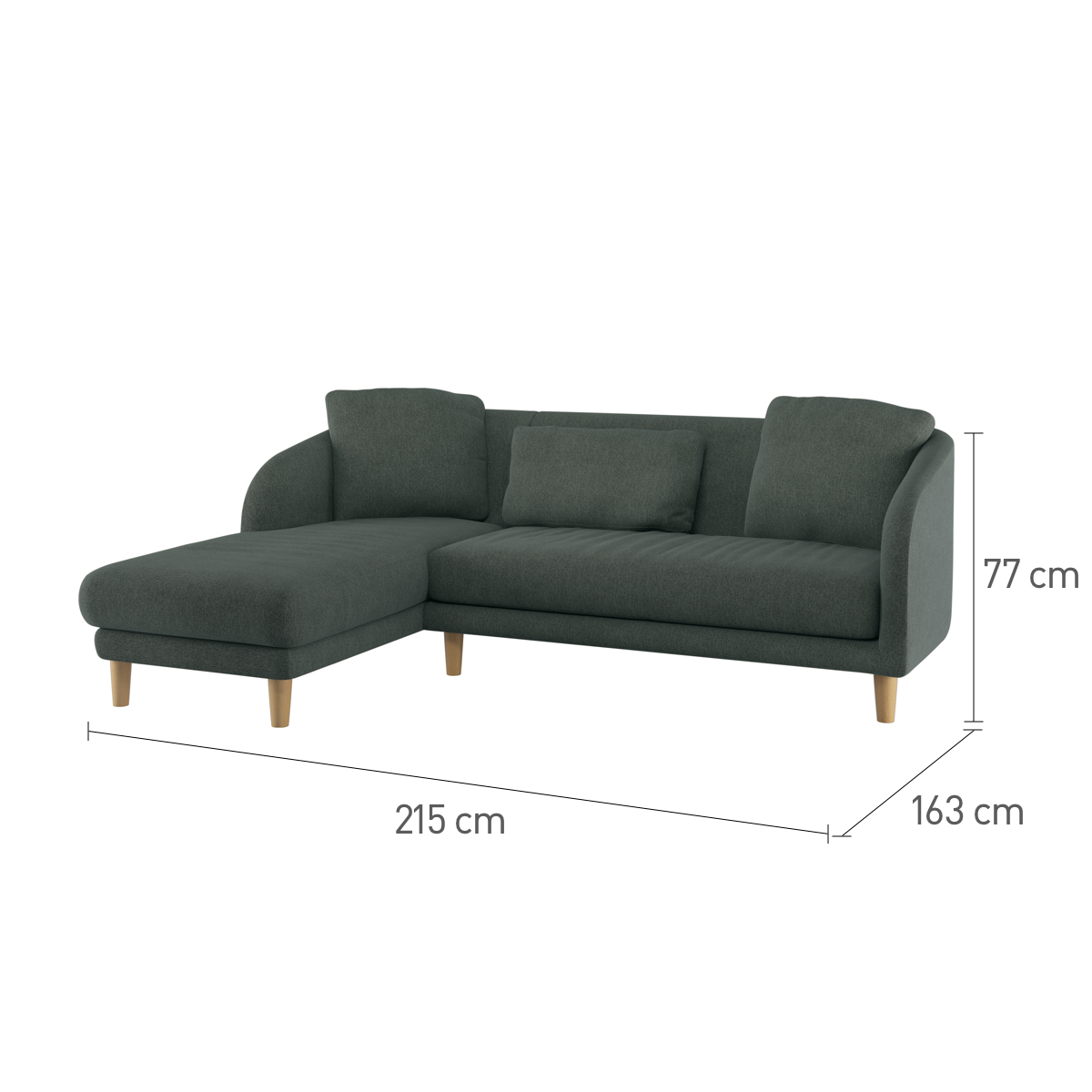 Colby Navy Blue Wool Herringbone Left Arm Chaise Sofa, Navy – image 8