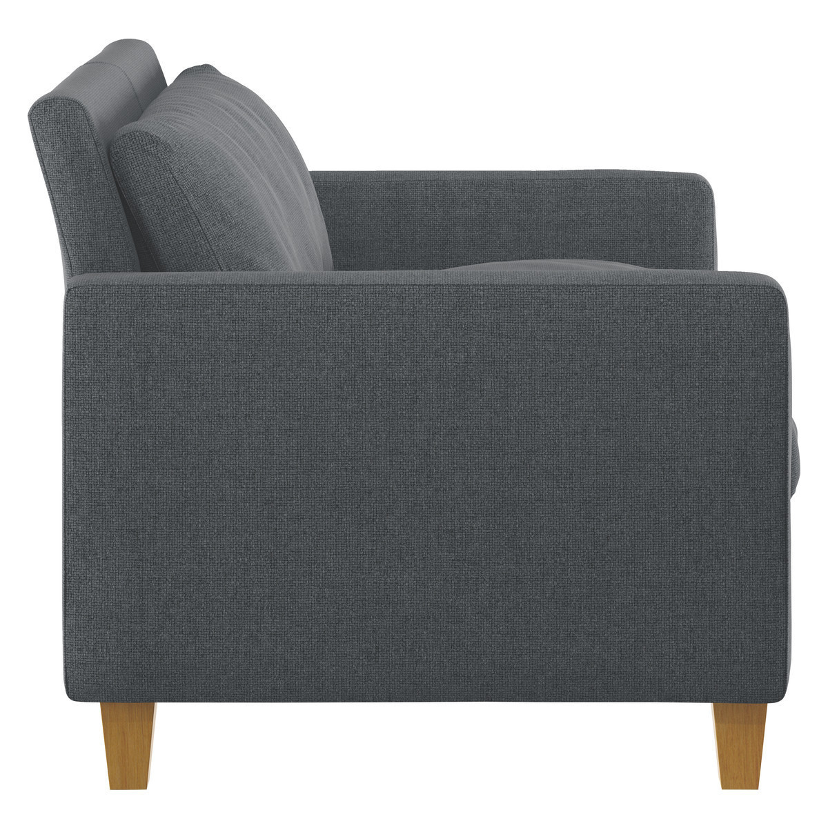 Chester Grey Textured Compact Sofa, Oak Stained Feet, Grey – image 3