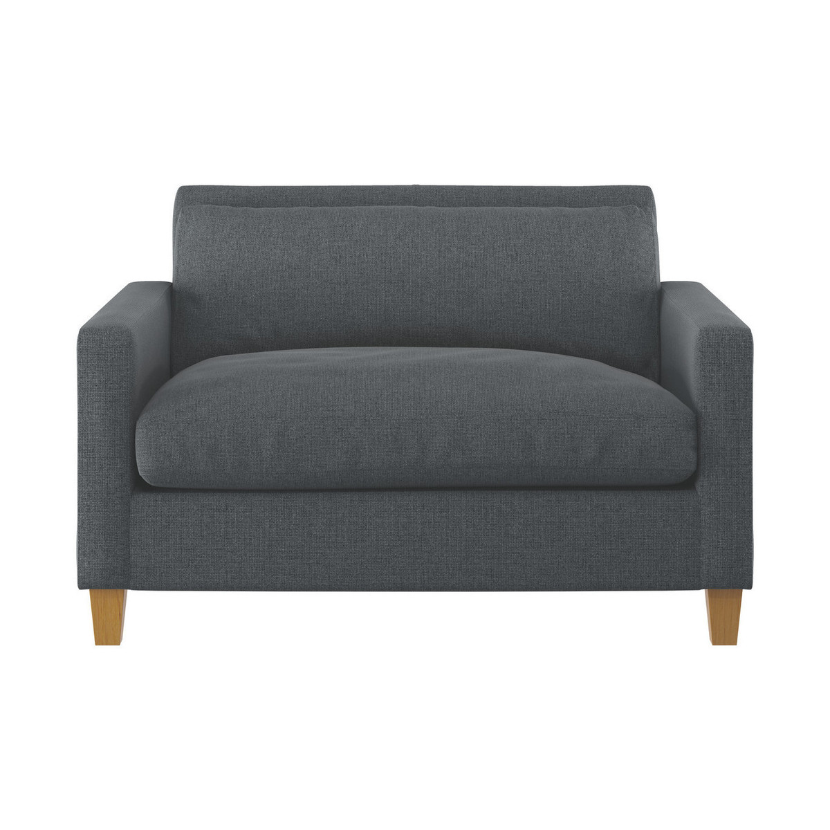 Chester Grey Textured Compact Sofa, Oak Stained Feet, Grey – image 1