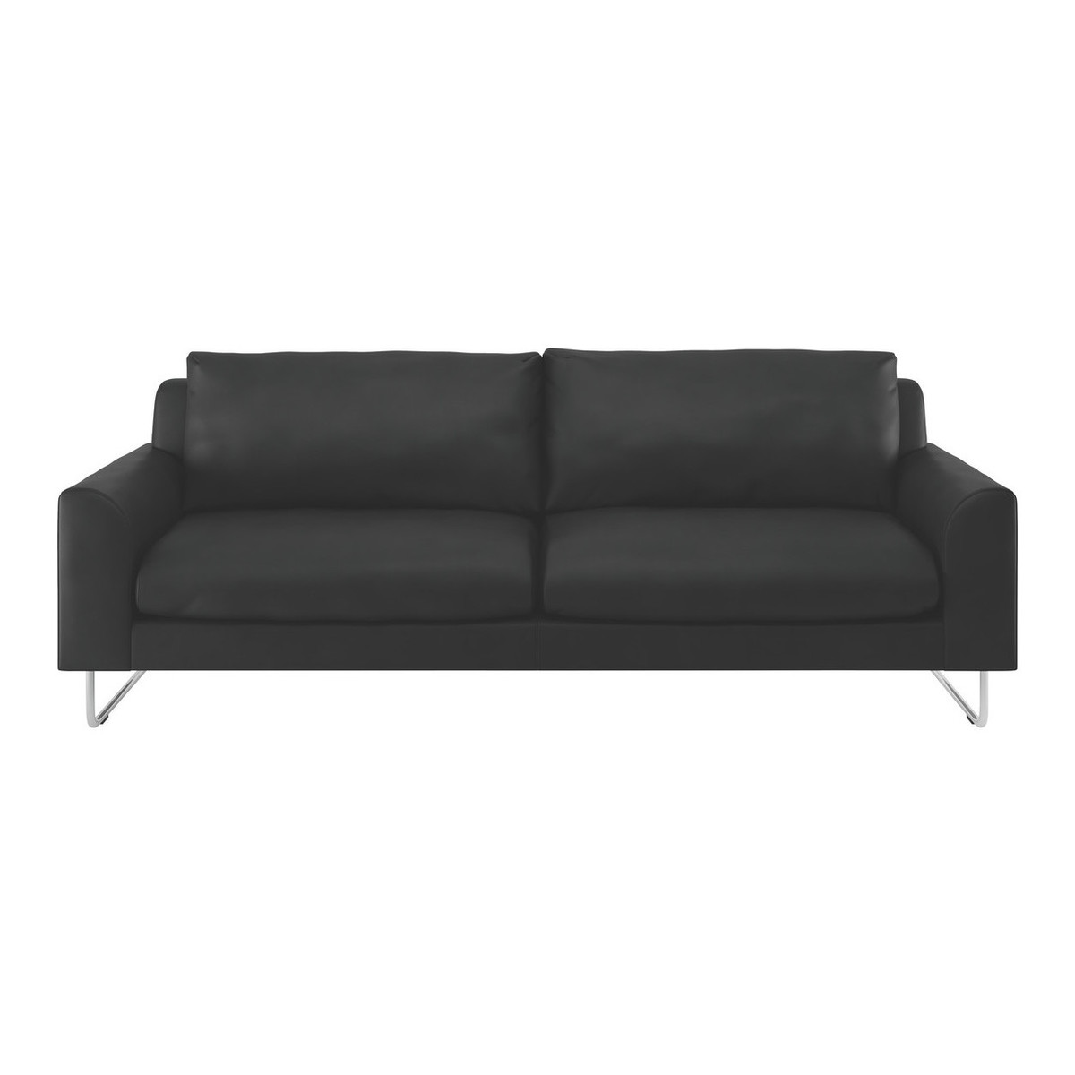 Lyle Black Premium Leather 3 Seater Sofa, Black – image 1