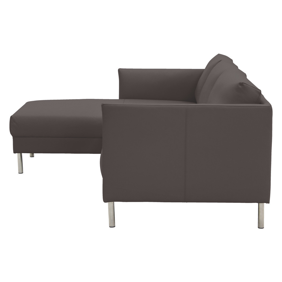 Hyde Brown Leather Left-Arm Chaise Sofa, Metal Legs, Brown – image 4