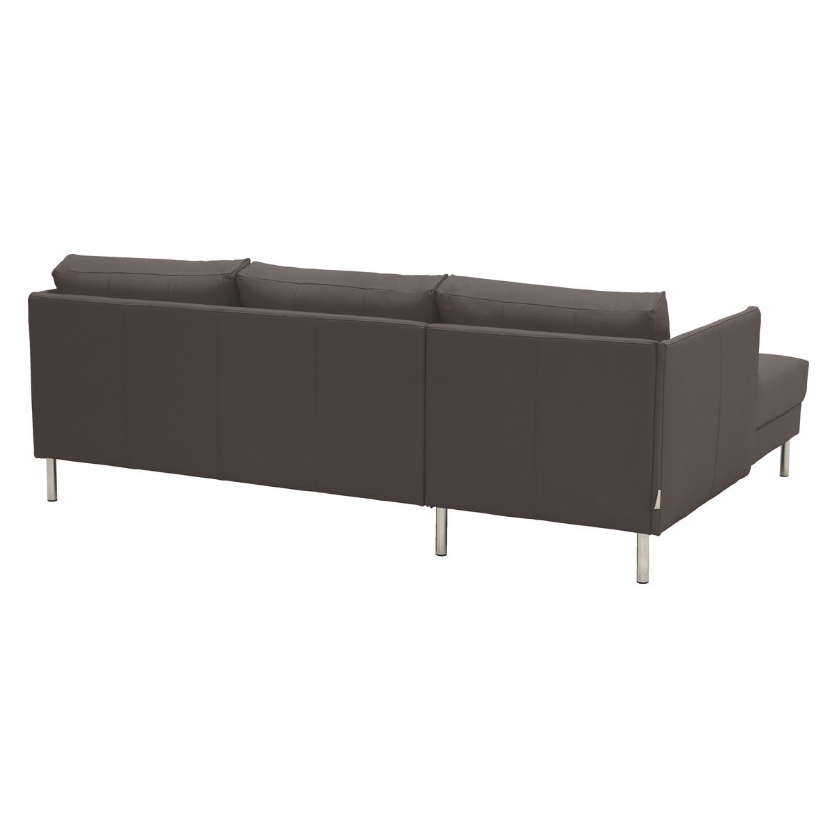 Hyde Brown Leather Left-Arm Chaise Sofa, Metal Legs, Brown – image 5