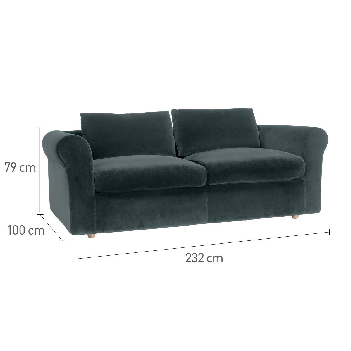 Louis Sage Green Velvet 4 Seater Sofa, Green Green – image 5