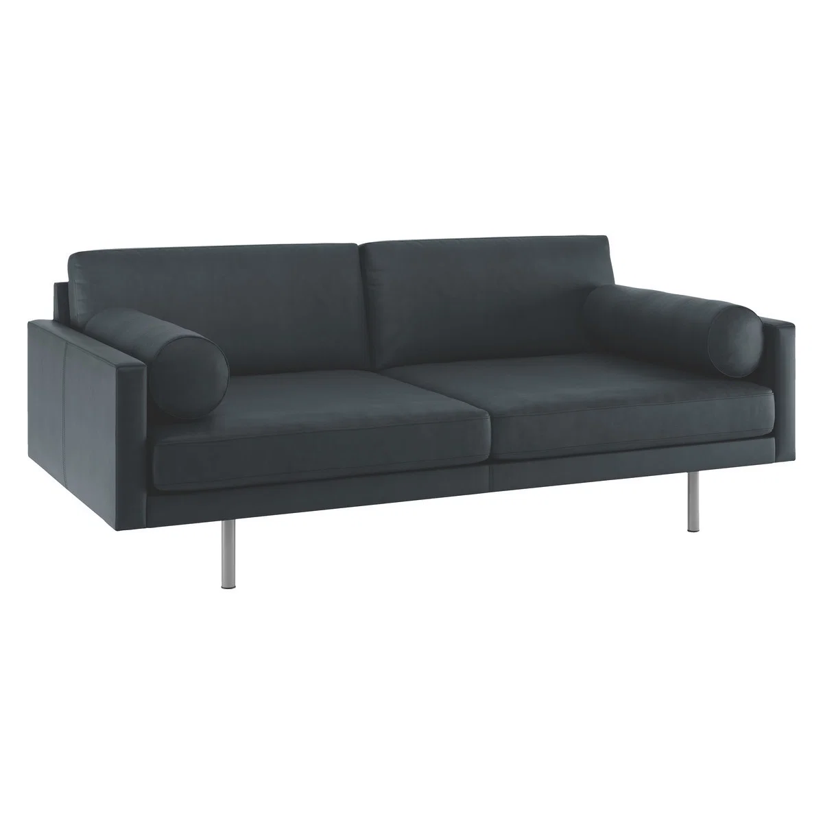 Spencer Dark Grey Luxury Leather 3 Seater Sofa, Metal Legs, Grey – image 3