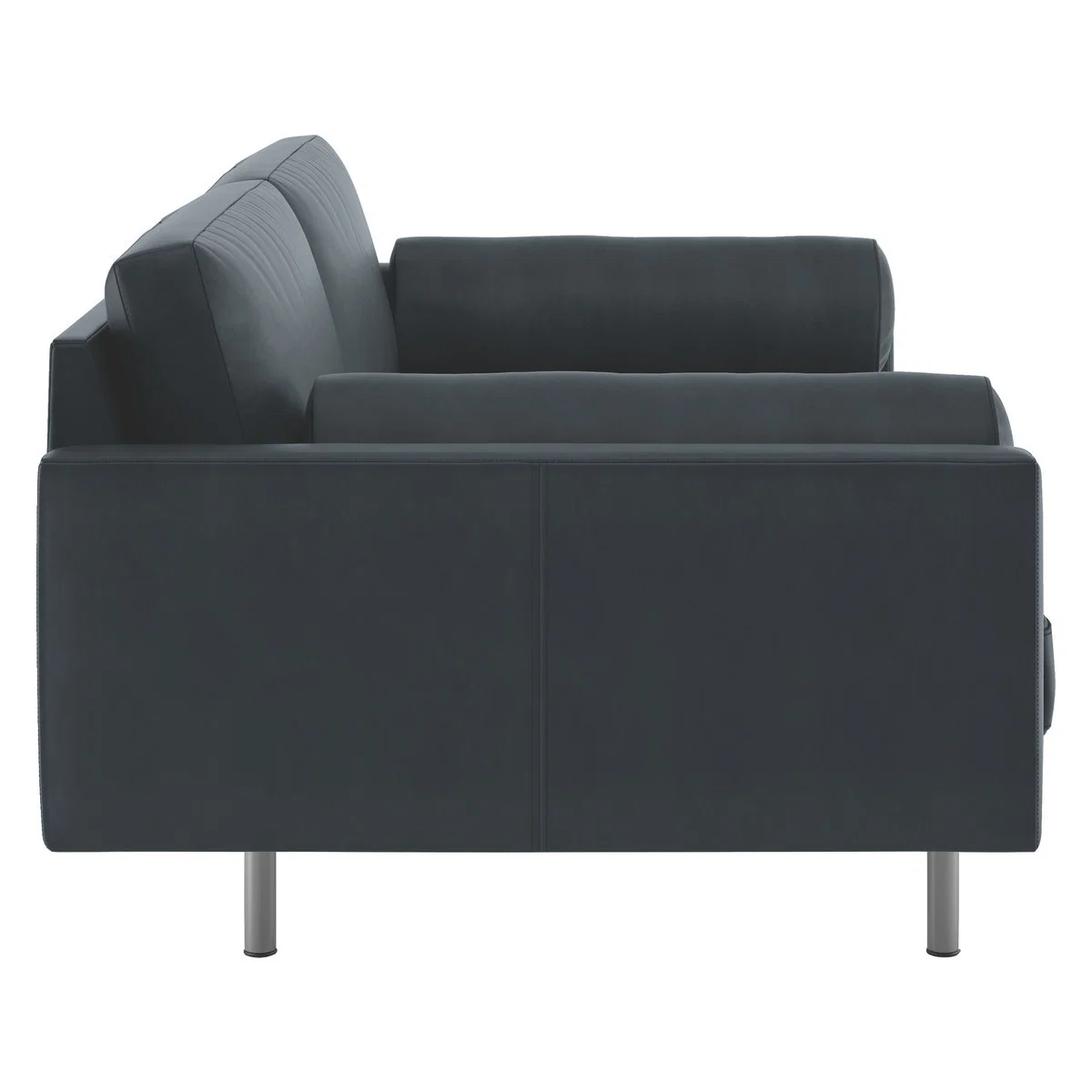 Spencer Dark Grey Luxury Leather 3 Seater Sofa, Metal Legs, Grey – image 4