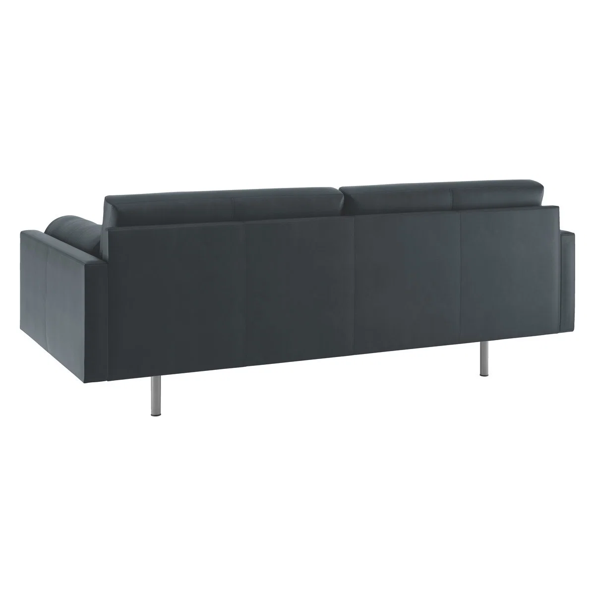 Spencer Dark Grey Luxury Leather 3 Seater Sofa, Metal Legs, Grey – image 5