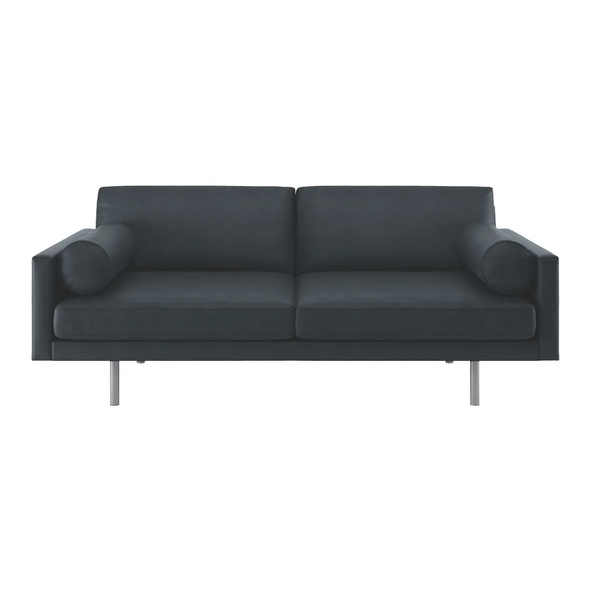 Spencer Dark Grey Luxury Leather 3 Seater Sofa, Metal Legs, Grey – image 1