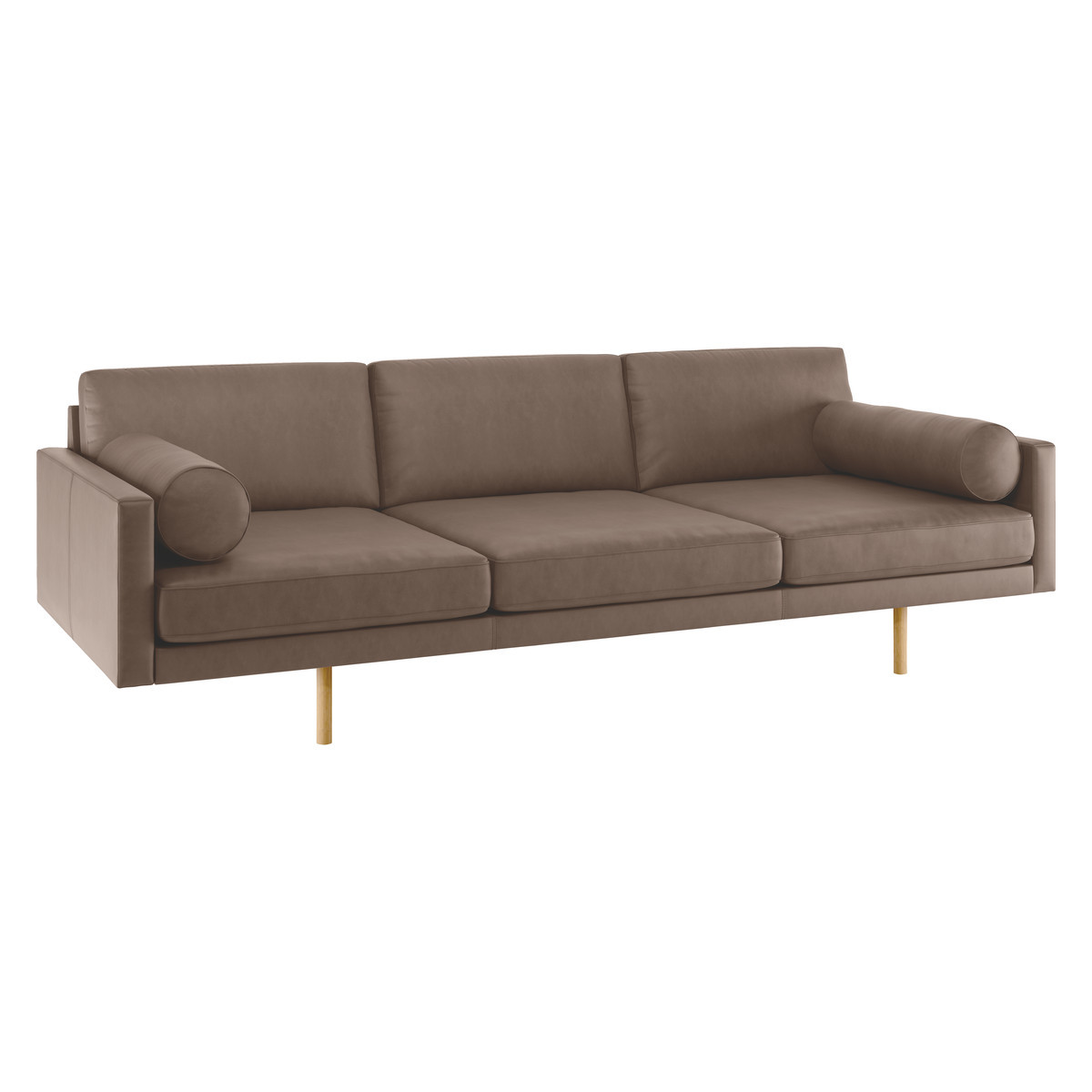 Spencer Light Brown Luxury Leather 4 Seater Sofa, Oak Legs, Light Brown – image 3