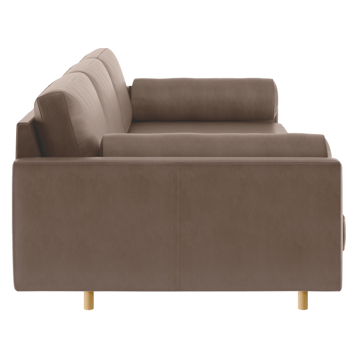 Spencer Light Brown Luxury Leather 4 Seater Sofa, Oak Legs, Light Brown – image 4