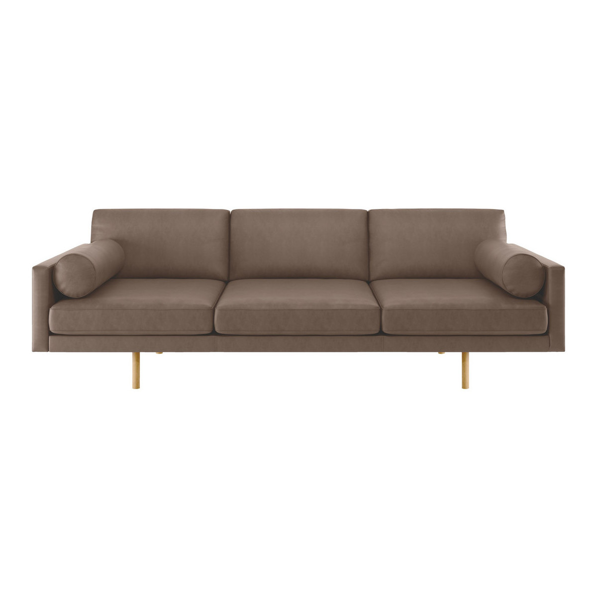 Spencer Light Brown Luxury Leather 4 Seater Sofa, Oak Legs, Light Brown – image 1