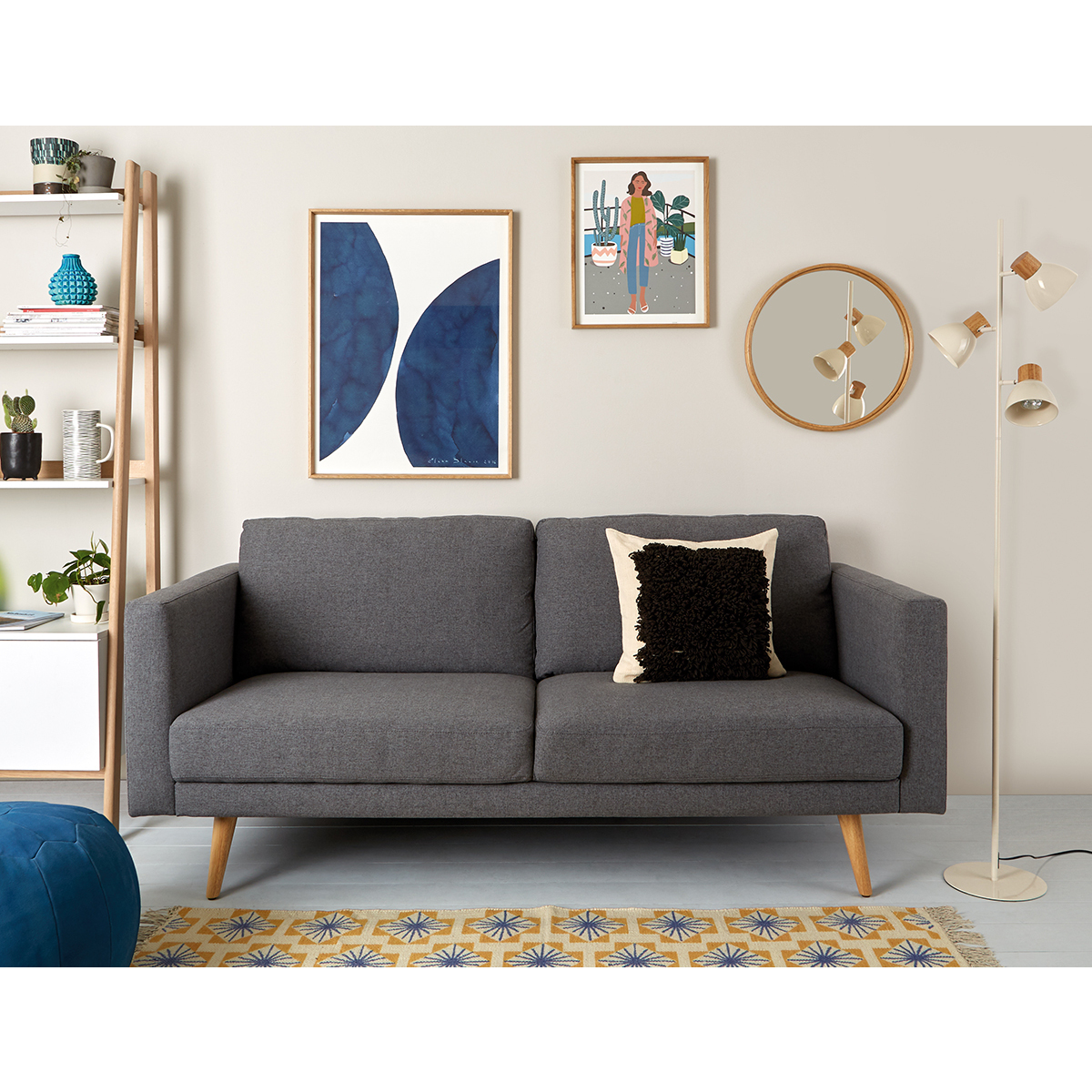 Hardwick Grey FaBric 3 Seater Sofa, Grey – image 3