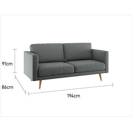 Hardwick Grey FaBric 3 Seater Sofa, Grey – image 6