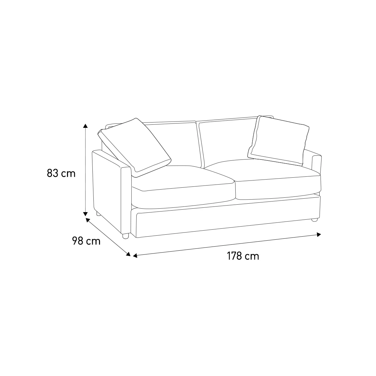 Colin Charcoal Grey FaBric 2 Seater Sofa, Charcoal – image 8