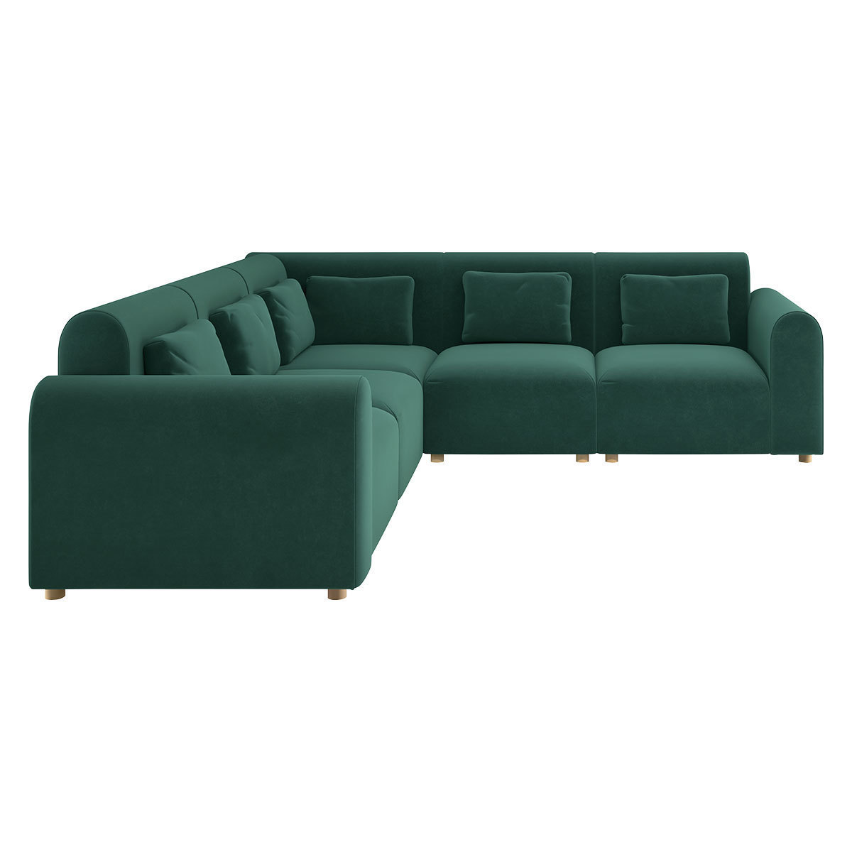 Tab Green Velvet 3 Seat Reversible Corner Sofa, Green – image 4