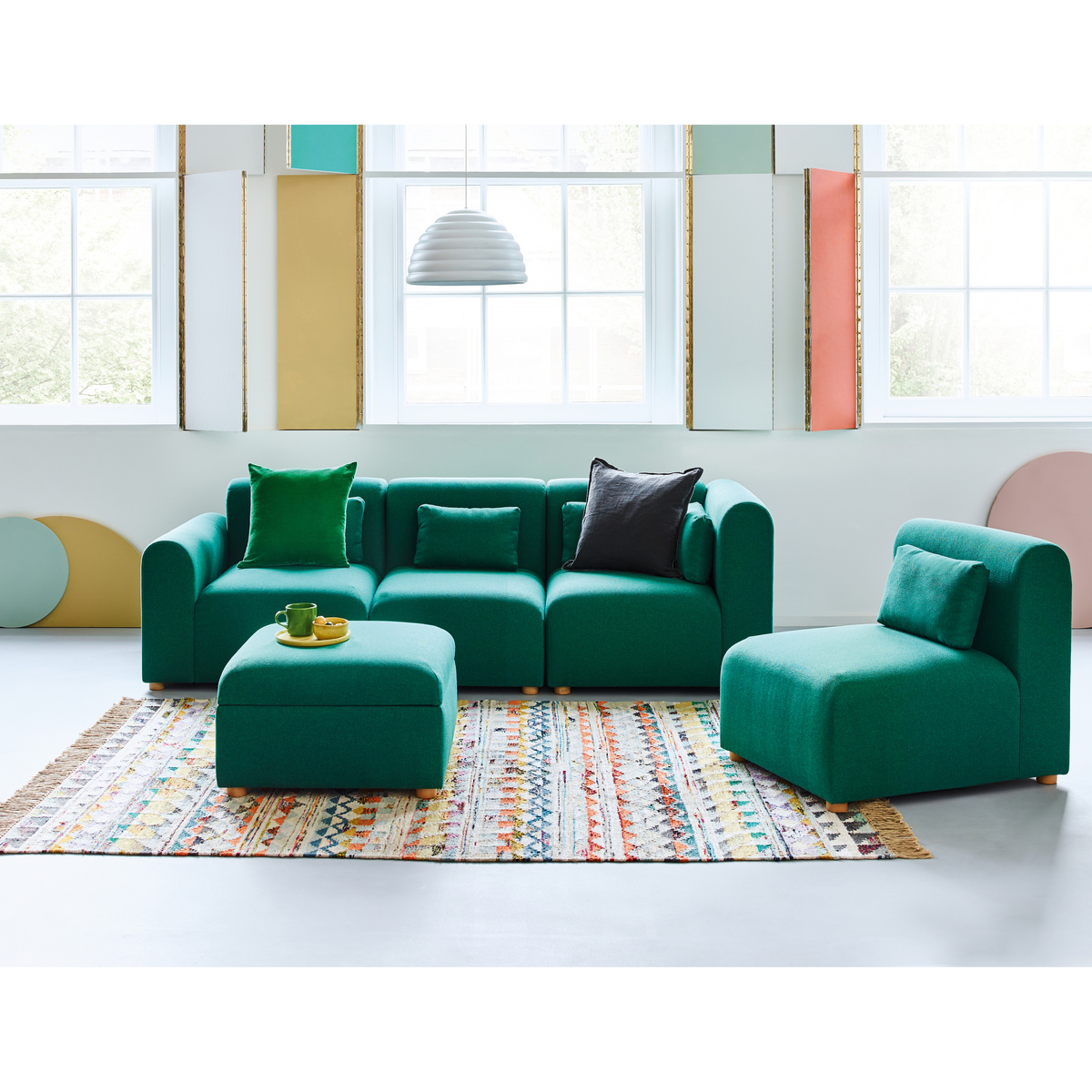 Tab Green Velvet 3 Seat Reversible Corner Sofa, Green – image 6