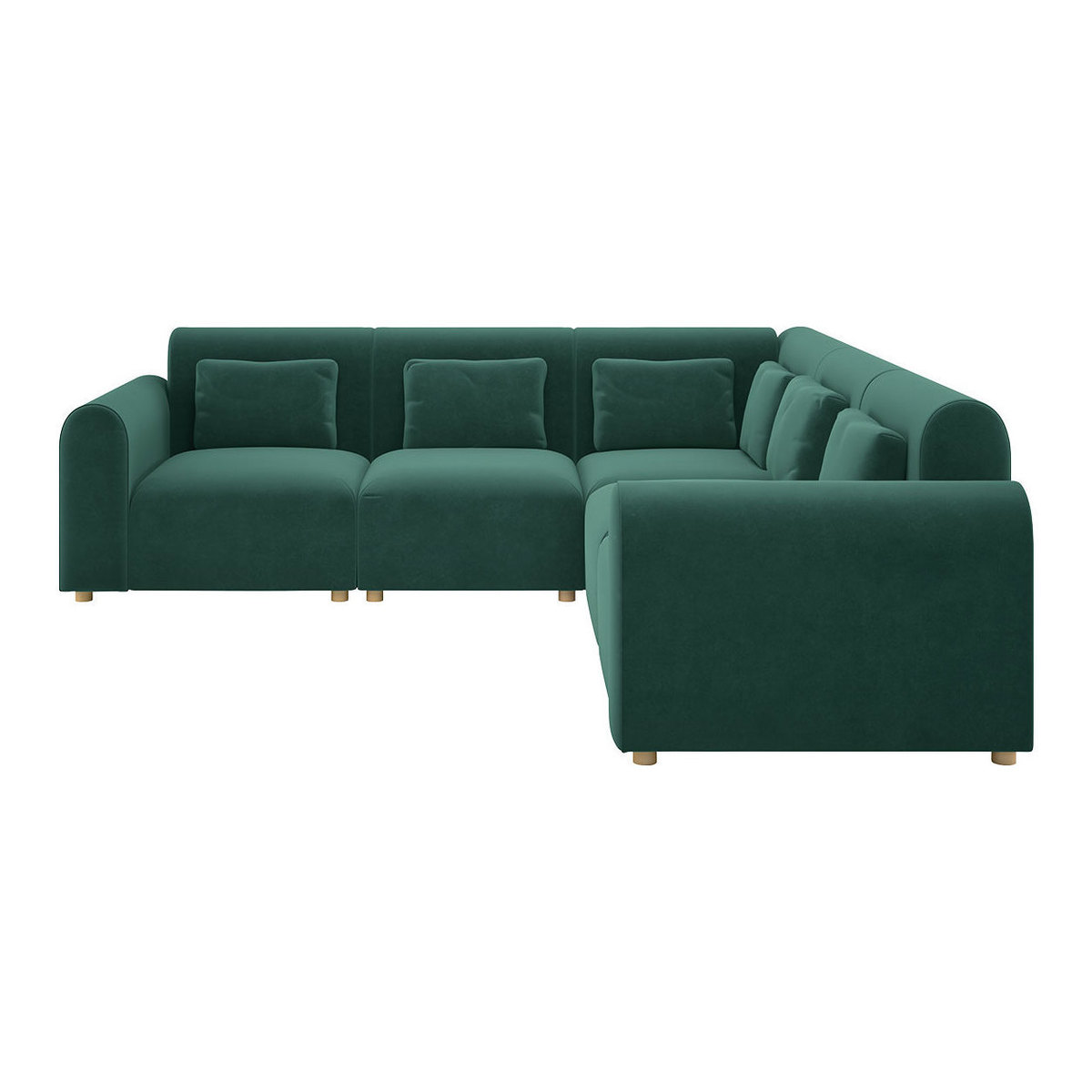 Tab Green Velvet 3 Seat Reversible Corner Sofa, Green – image 1