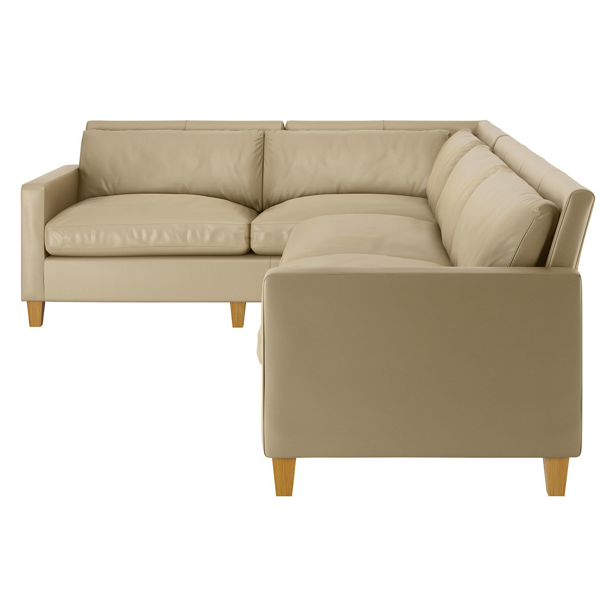 Chester Stone Leather Right-Arm Corner Sofa, Oak Feet, Stone – image 3