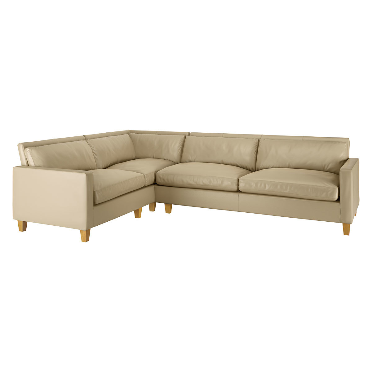 Chester Stone Leather Right-Arm Corner Sofa, Oak Feet, Stone – image 4