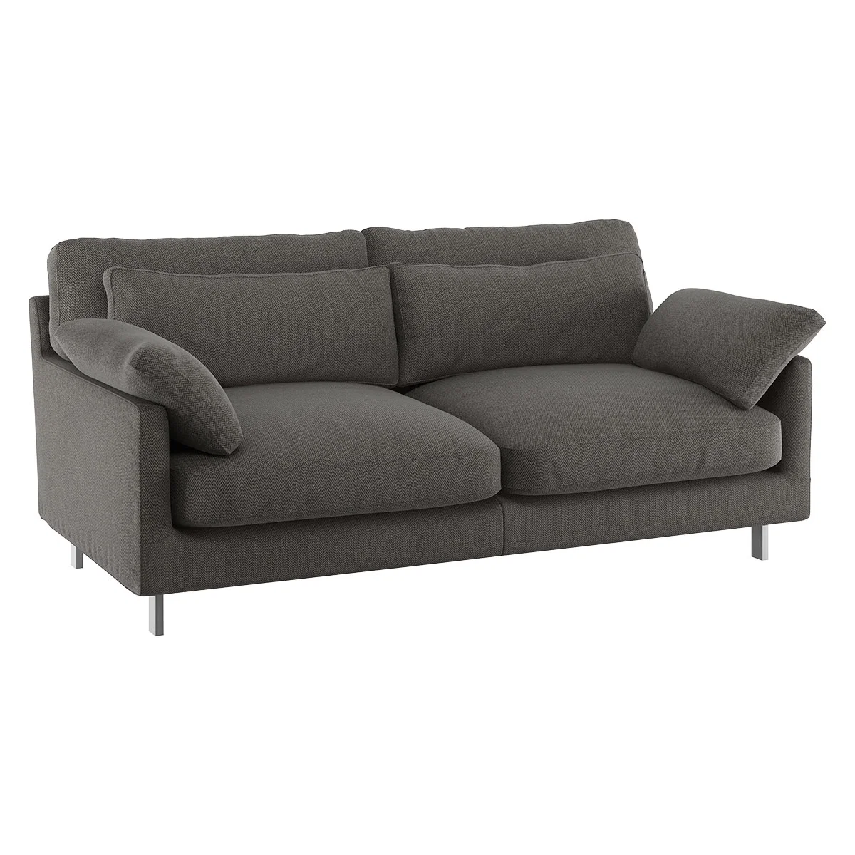Cuscino Charcoal Grey Herringbone Wool Mix 2 Seater Sofa, Charcoal – image 3