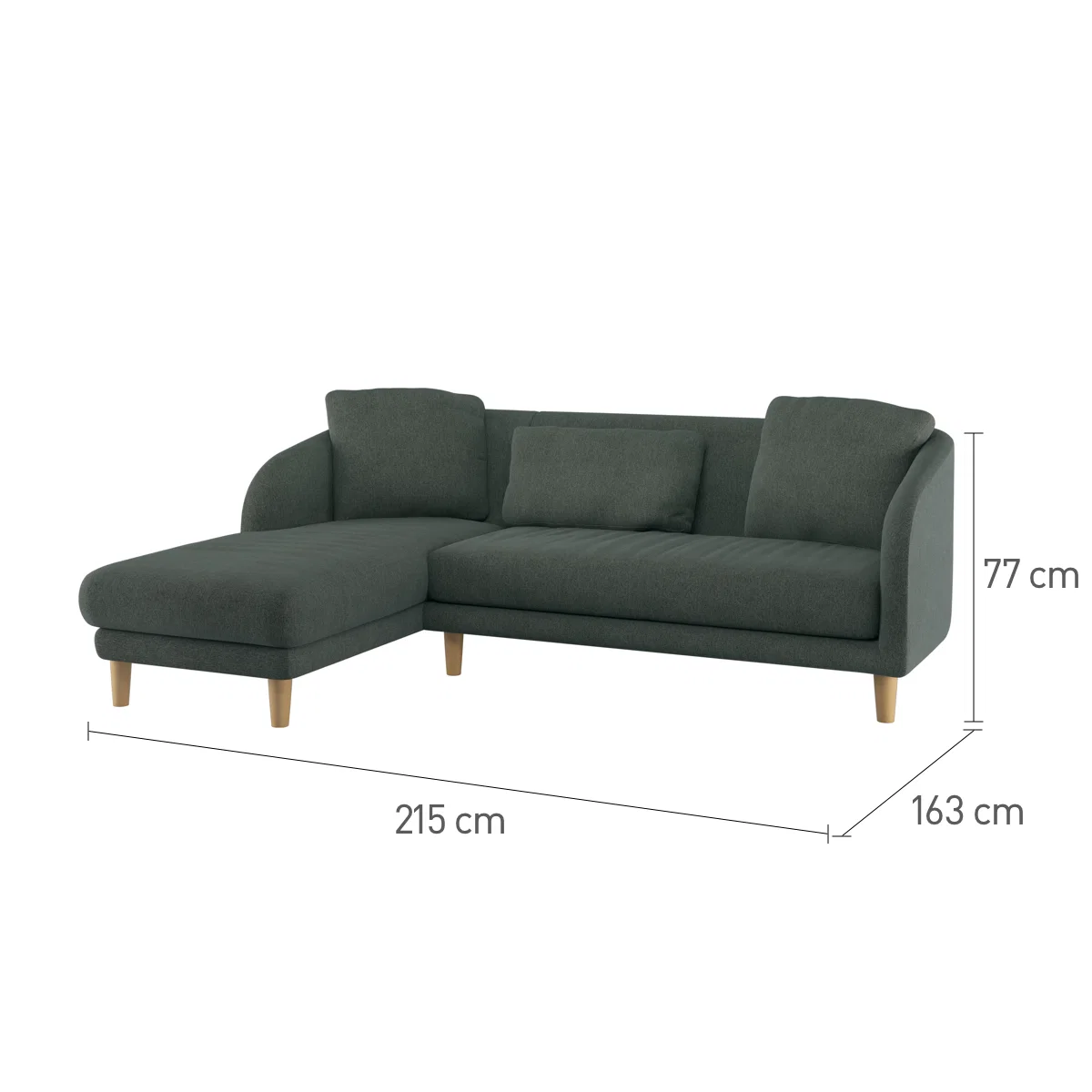 Colby Grey FaBric Left Arm Chaise Sofa, Grey – image 8