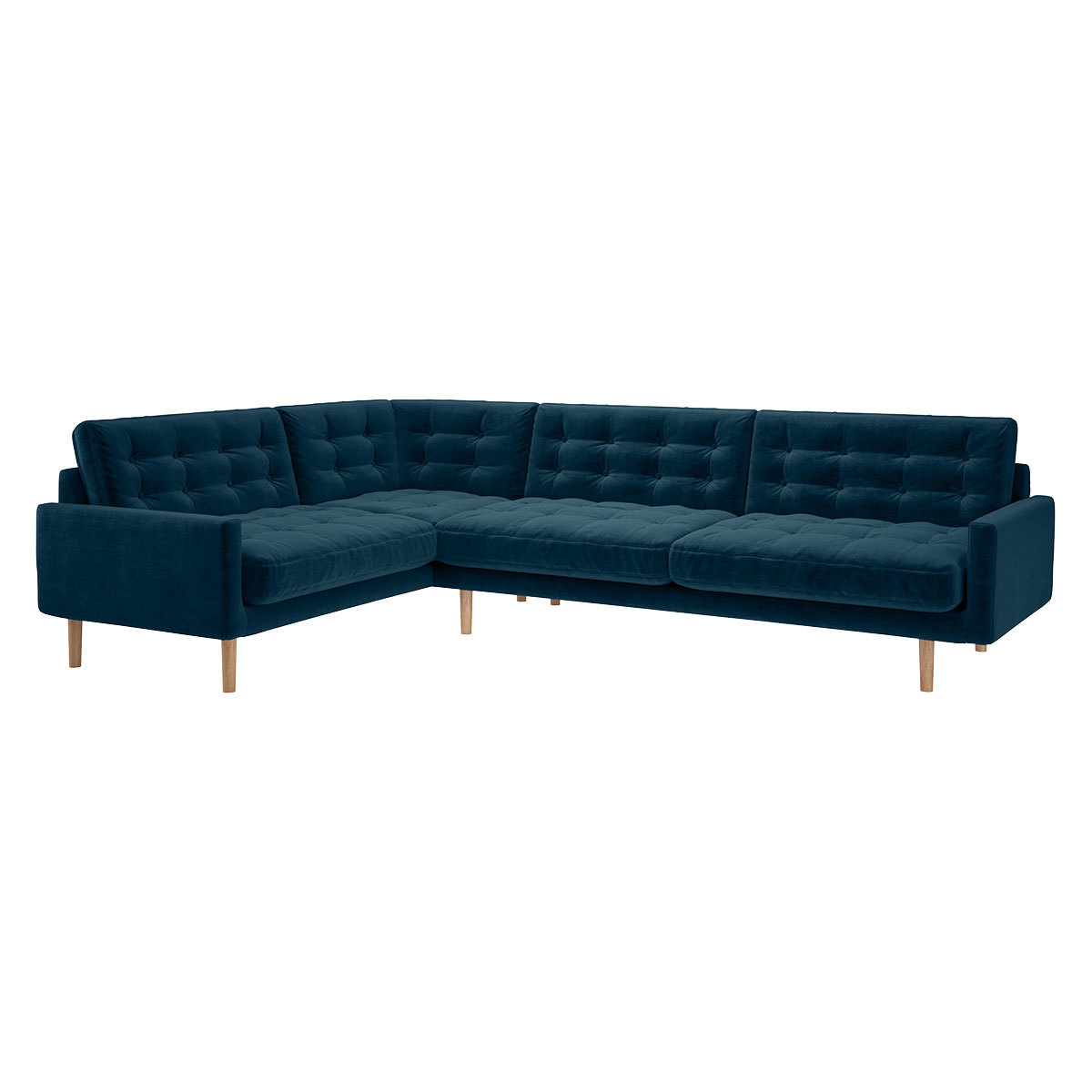 Fenner Ink Blue Velvet Right-Hand 4 Seater Corner Sofa, Blue – image 3