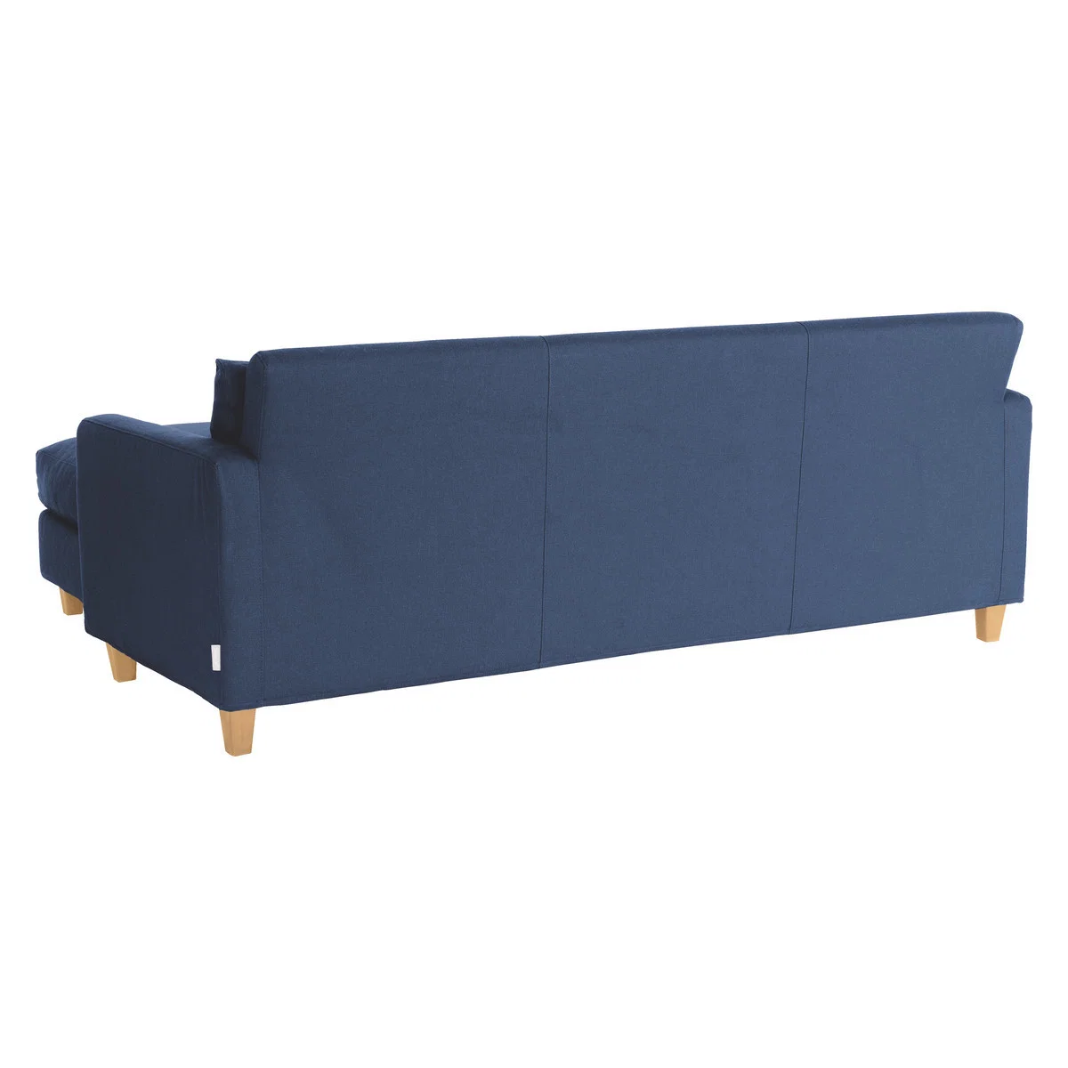 Chester Dark Blue FaBric 3 Seater Chaise Sofa, Oak Feet, Blue – image 5