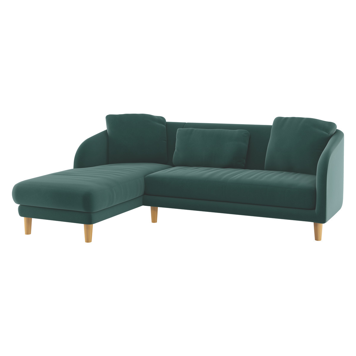 Colby Emerald Green Velvet Left Arm Chaise Sofa, Green – image 3