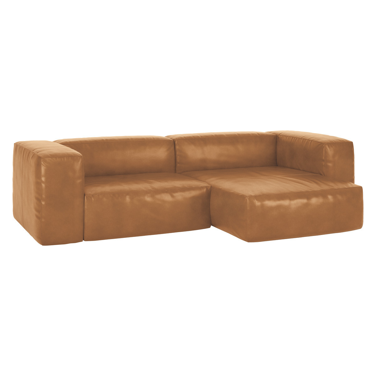 Opollo Mid Tan Leather Small Right Arm Chaise Sofa Group, Mid Tan – image 3