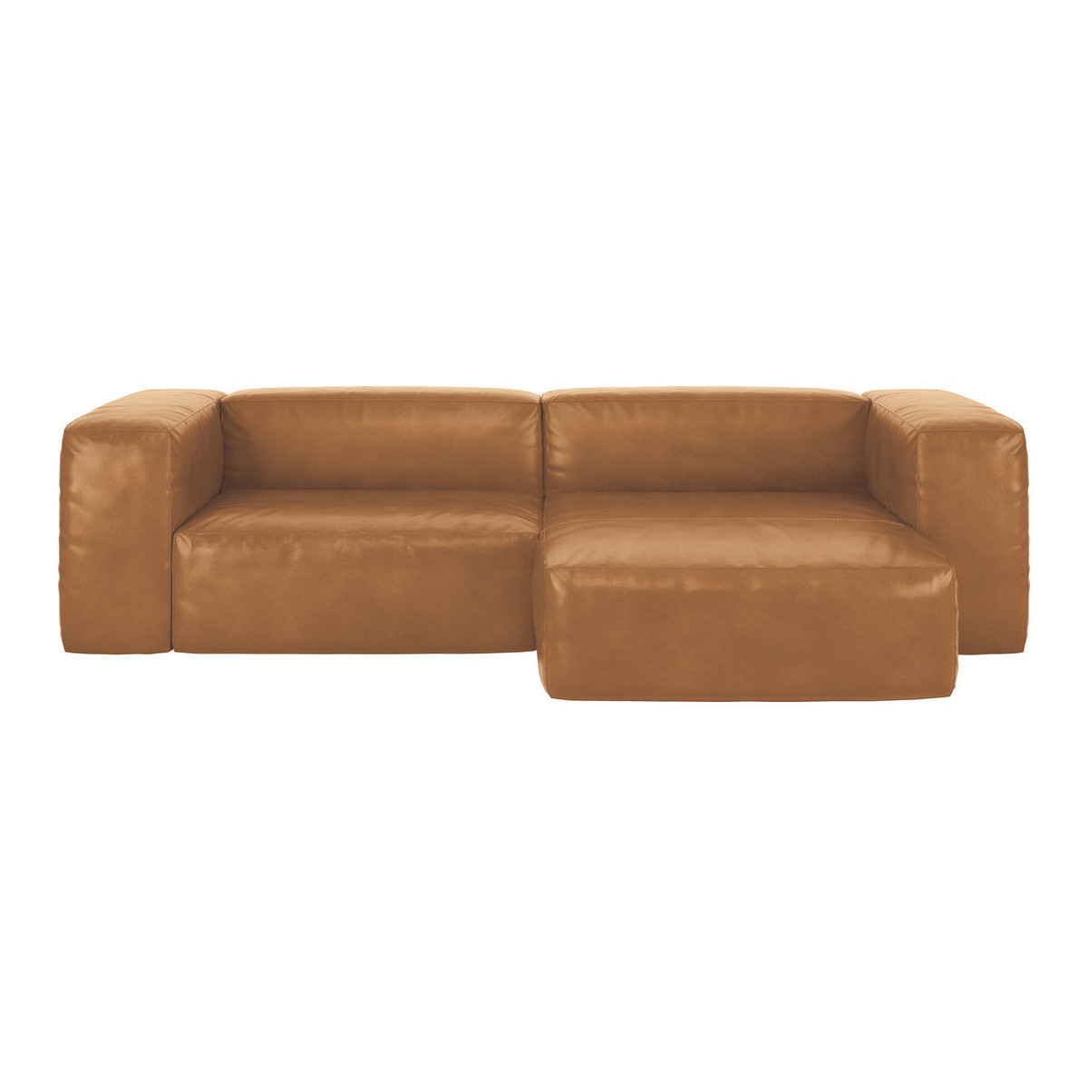 Opollo Mid Tan Leather Small Right Arm Chaise Sofa Group, Mid Tan – image 1
