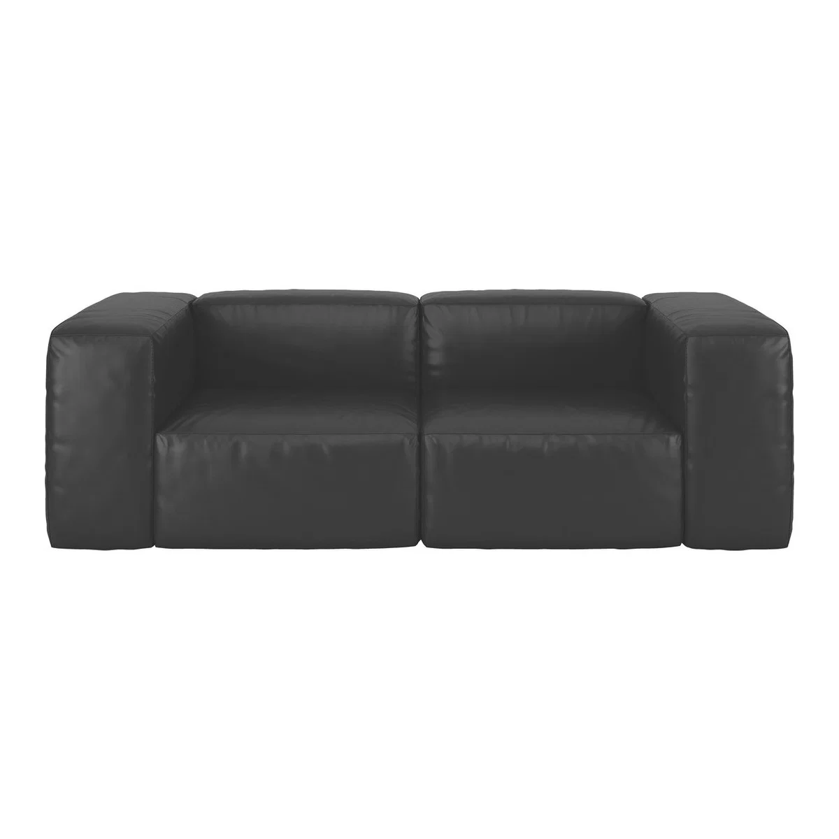 Opollo Black Leather 3 Seater Sofa, Black – image 1