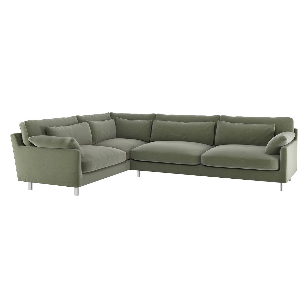 Cuscino Sage Green Velvet Right-Arm Corner Sofa, Green Green – image 3