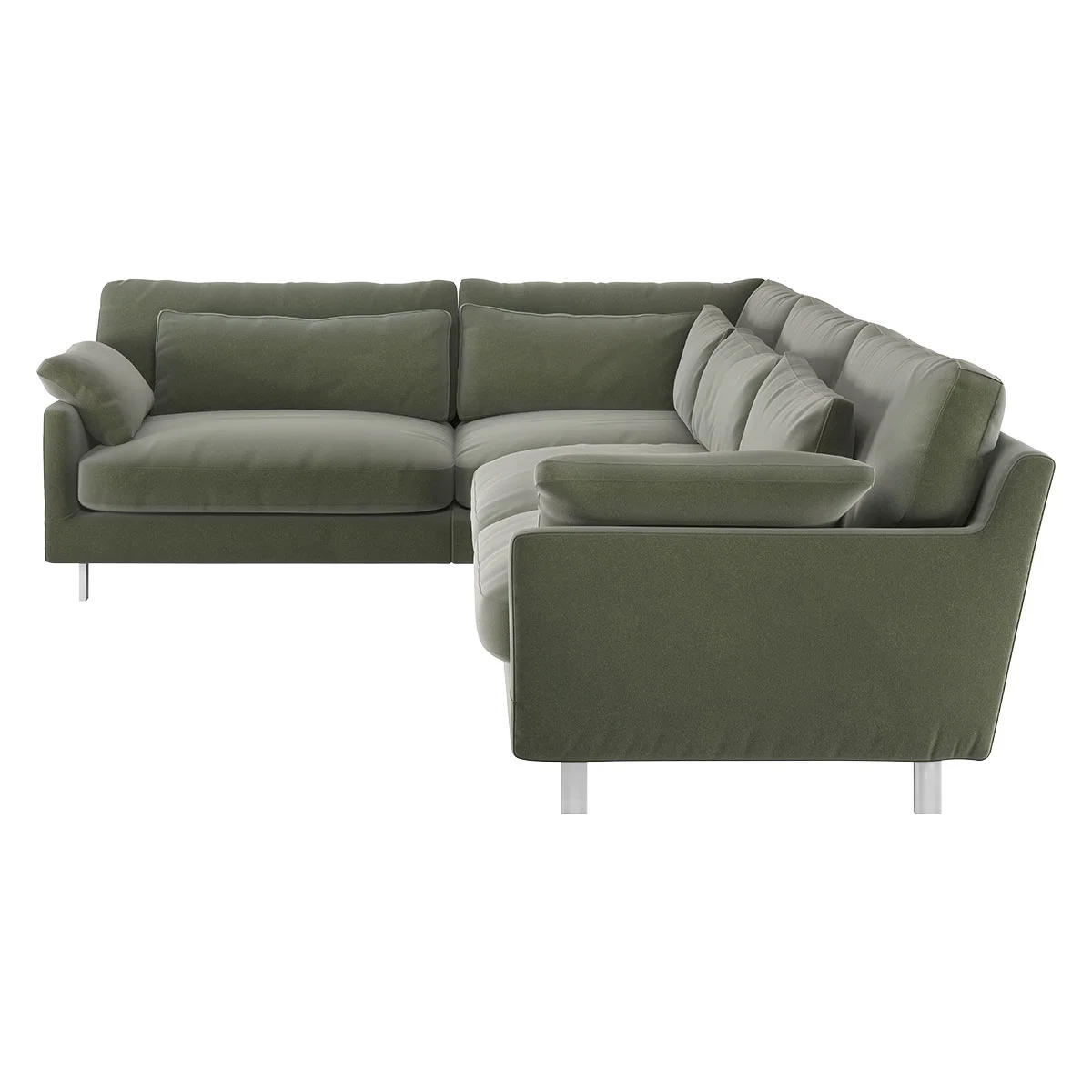 Cuscino Sage Green Velvet Right-Arm Corner Sofa, Green Green – image 4