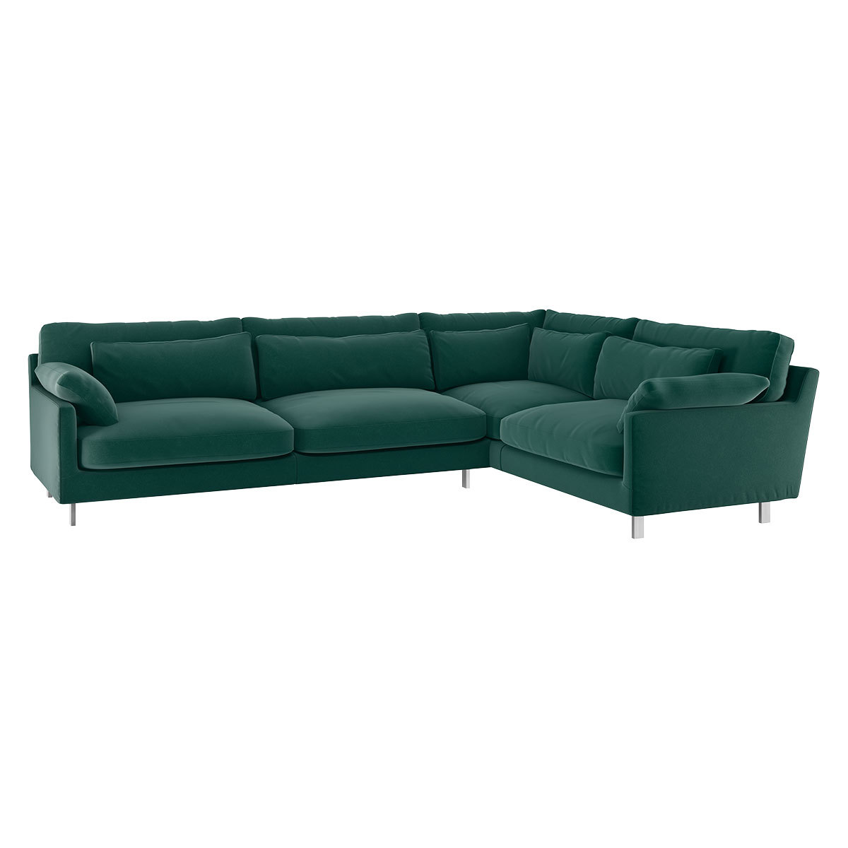 Cuscino Emerald Green Velvet Left-Arm Corner Sofa, Green – image 3