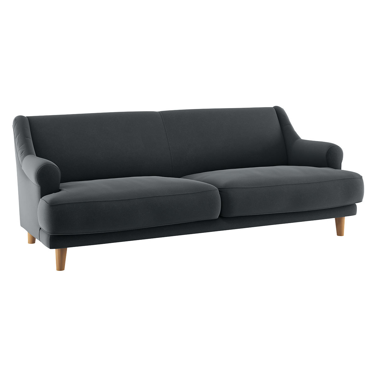 Townsend Dark Grey Velvet 3 Seater Sofa, Grey – image 4