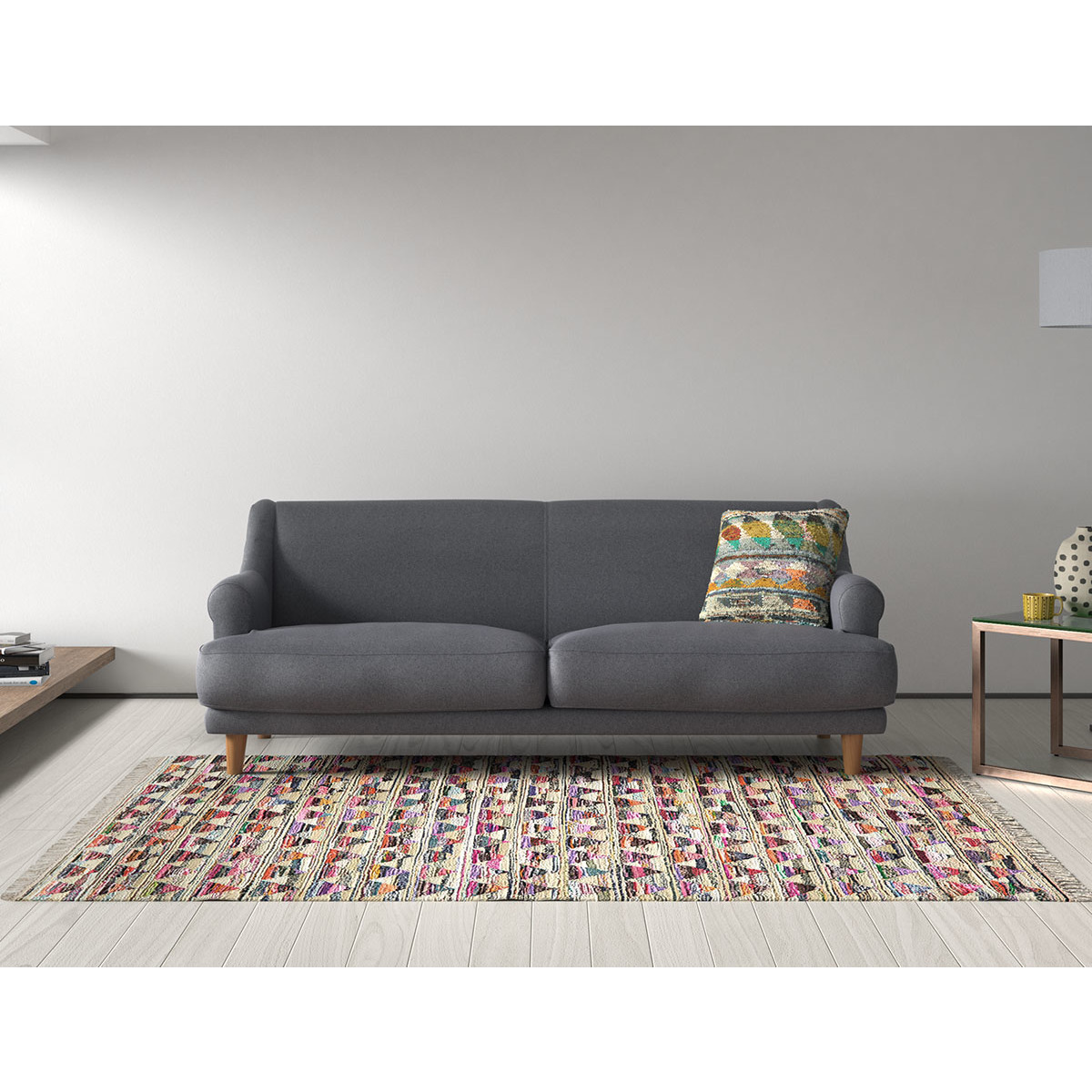 Townsend Dark Grey Velvet 3 Seater Sofa, Grey – image 6