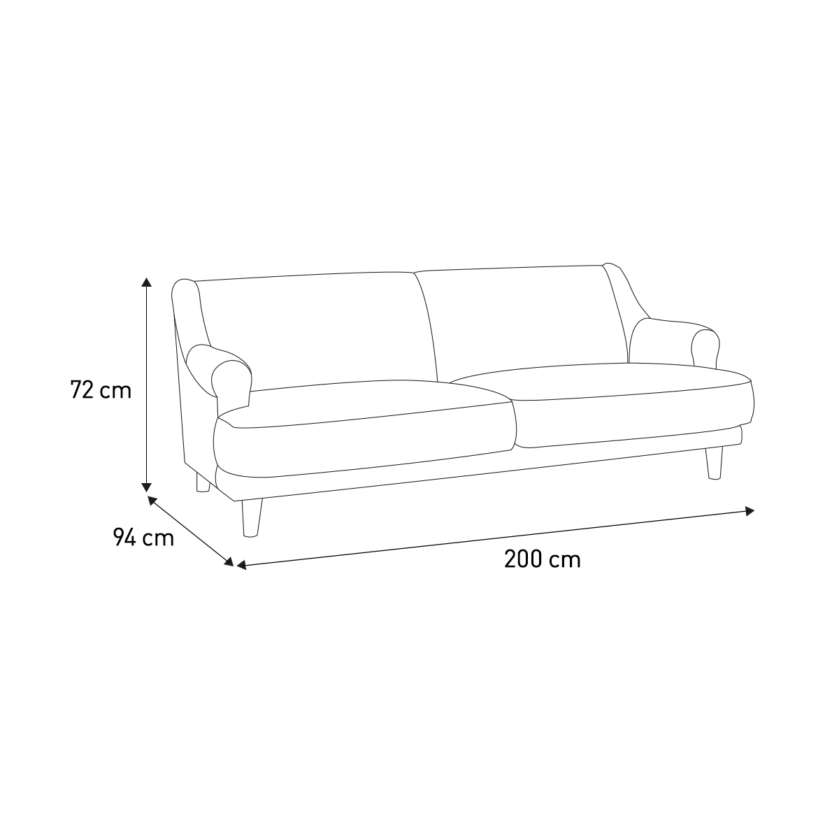 Townsend Dark Grey Velvet 3 Seater Sofa, Grey – image 7