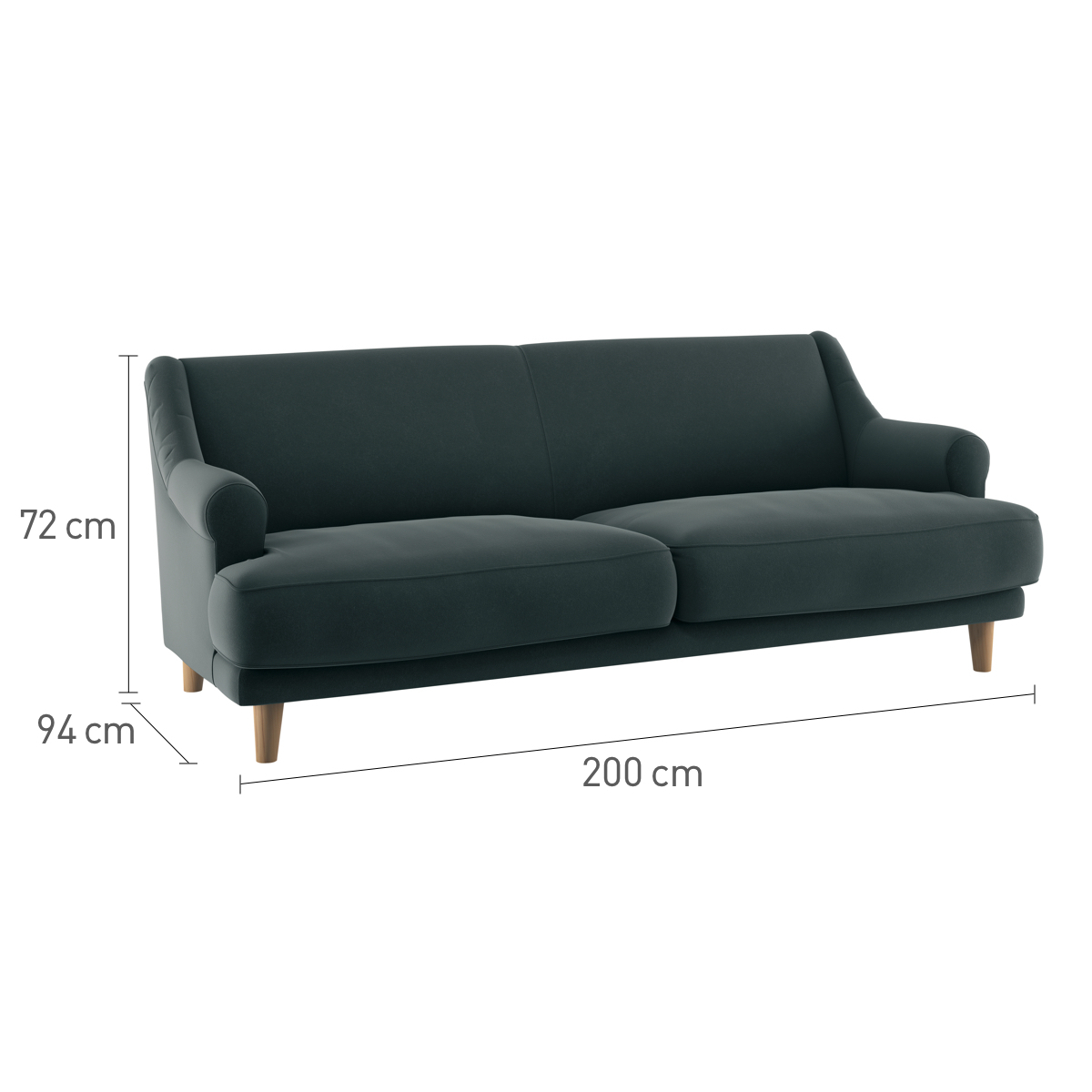Townsend Teal Green Tweed Wool Mix 3 Seater Sofa, Green – image 6