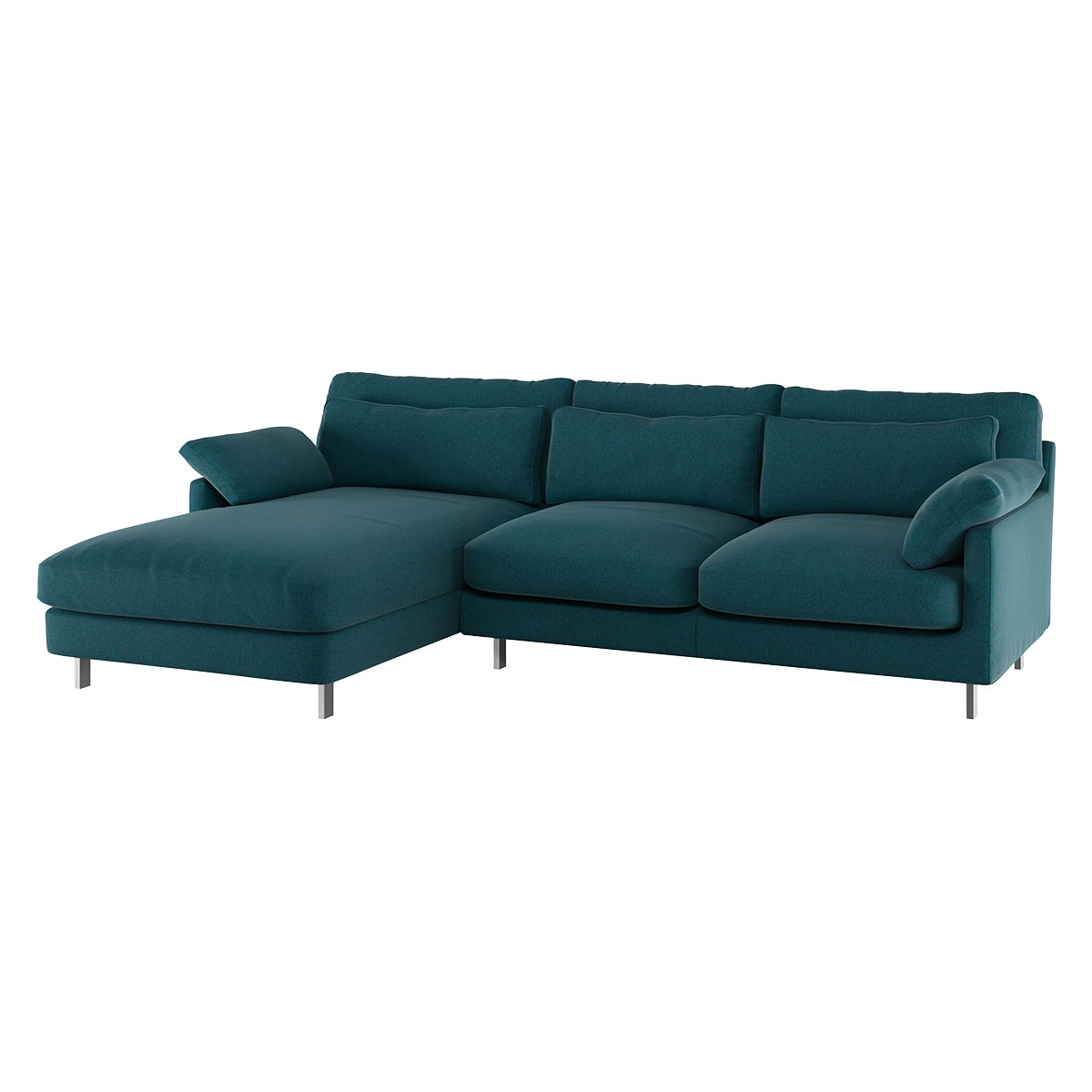 Cuscino Teal Green Wool Tweed Left-Arm Chaise Sofa, Green – image 3