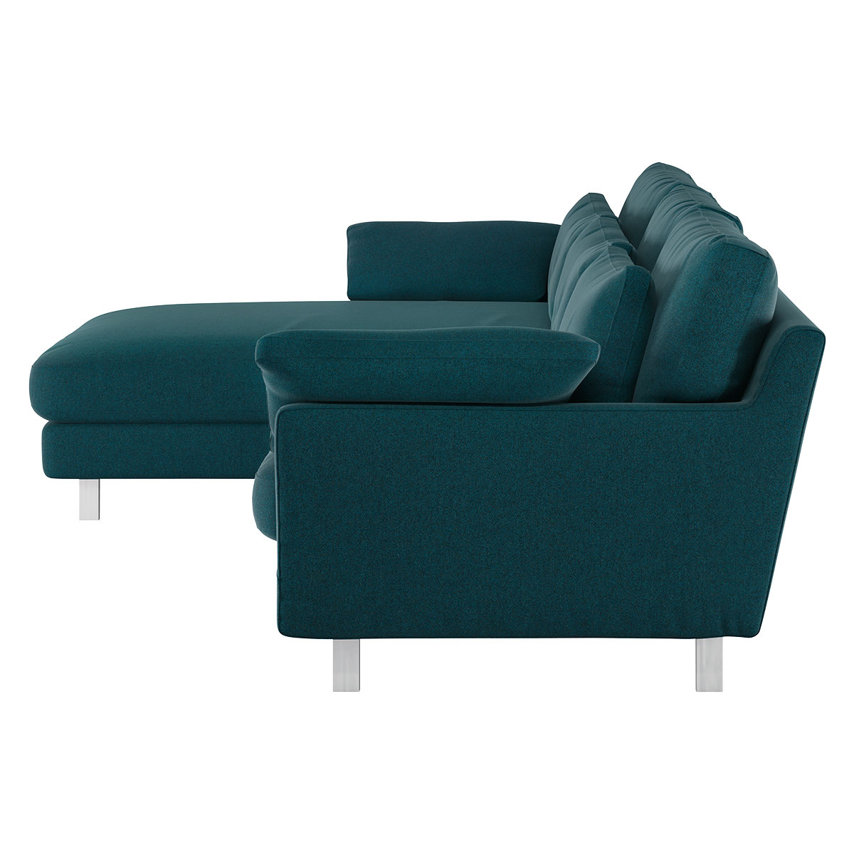Cuscino Teal Green Wool Tweed Left-Arm Chaise Sofa, Green – image 4